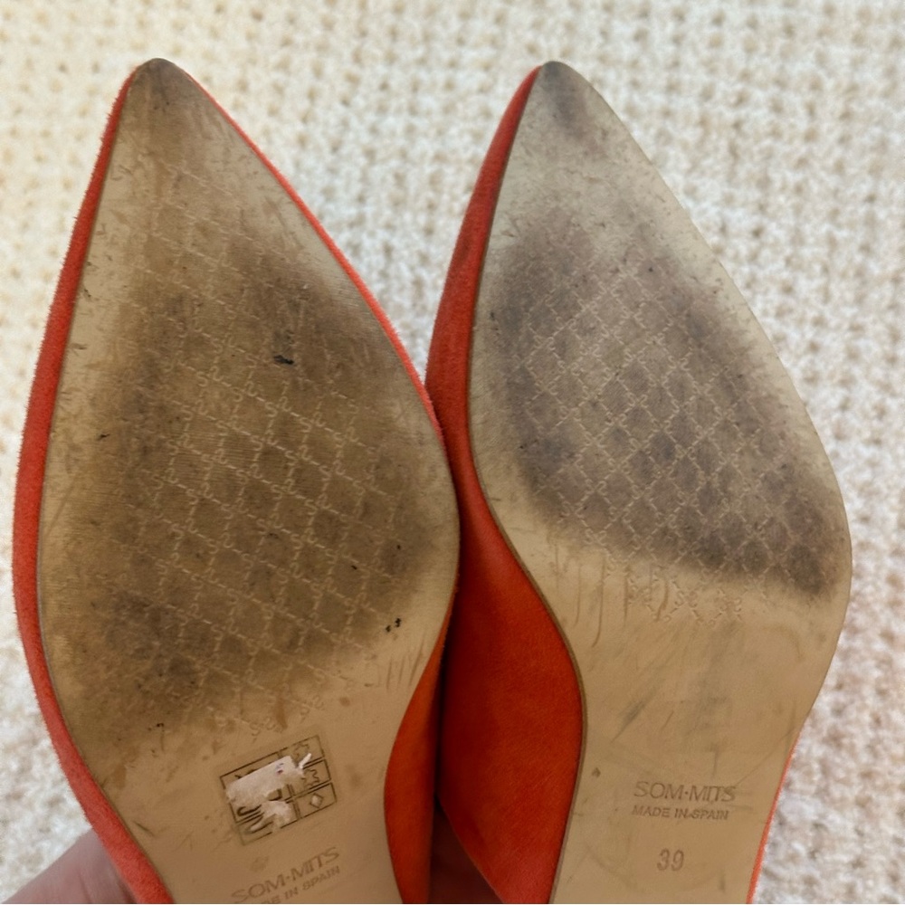 Sommits coral spanish suede heels sz 39 - Picture 6 of 8